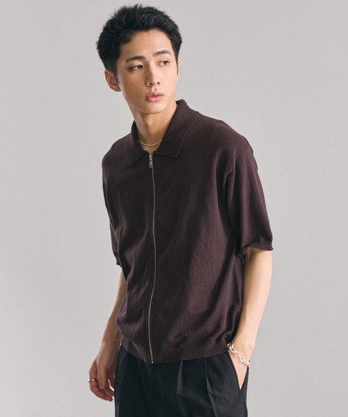 LUENNA(ルエナ)の「【LUENNA】Half Sleeve Zip Knit Shirt / 半袖ジップニットシャツ(シャツ/ブラウス・メンズ・ダークブラウン/ブラック・S/M/L)」の9枚目の写真