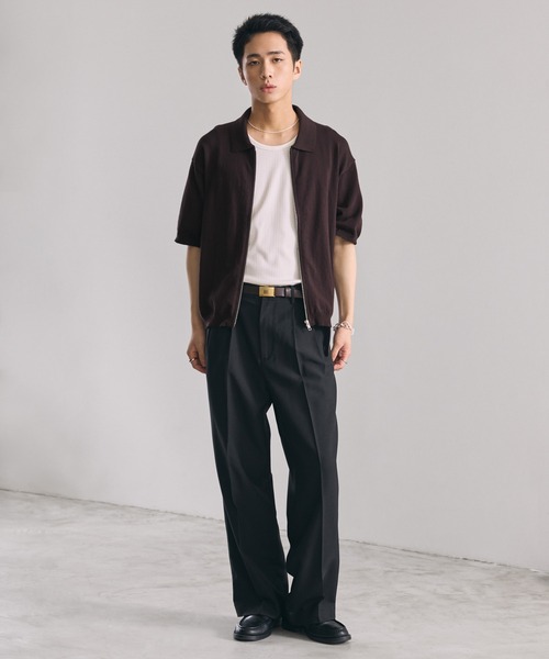 LUENNA(ルエナ)の「【LUENNA】Half Sleeve Zip Knit Shirt / 半袖ジップニットシャツ(シャツ/ブラウス・メンズ・ダークブラウン/ブラック・S/M/L)」の11枚目の写真