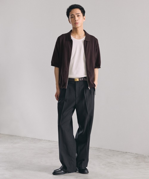 LUENNA(ルエナ)の「【LUENNA】Half Sleeve Zip Knit Shirt / 半袖ジップニットシャツ(シャツ/ブラウス・メンズ・ダークブラウン/ブラック・S/M/L)」の12枚目の写真