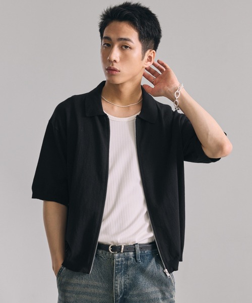 LUENNA(ルエナ)の「【LUENNA】Half Sleeve Zip Knit Shirt / 半袖ジップニットシャツ(シャツ/ブラウス・メンズ・ダークブラウン/ブラック・S/M/L)」の16枚目の写真