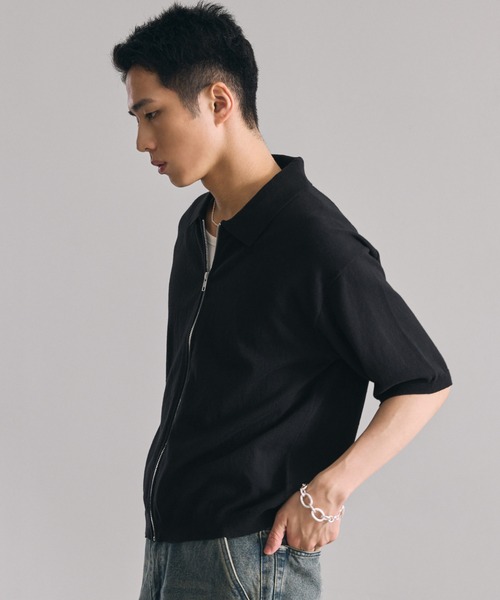 LUENNA(ルエナ)の「【LUENNA】Half Sleeve Zip Knit Shirt / 半袖ジップニットシャツ(シャツ/ブラウス・メンズ・ダークブラウン/ブラック・S/M/L)」の18枚目の写真