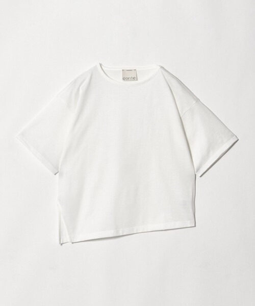 conte(コンテ)の「<conte>イレギュラーヘム クルーネックTシャツ(Tシャツ/カットソー・レディース・ベージュ/ホワイト・FREE)」の2枚目の写真