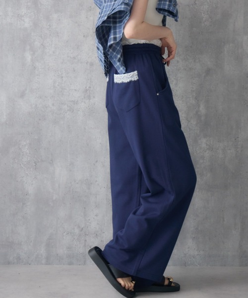 RETRO GIRL(レトロガール)の「ポイントレーススウェットパンツ(スウェットパンツ・レディース・ブルー/ホワイト系その他/チャコールグレー・FREE)」の1枚目の写真