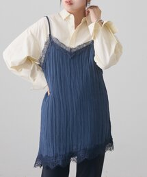 レースドッキングクラッシュサテンキャミソール