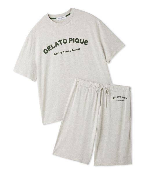 セール】【HOMME】【接触冷感】カジュアルレーヨンロゴTシャツ&ハーフ