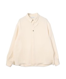 Double Satin Minimal Chin Tab Long Sleeve Shirt