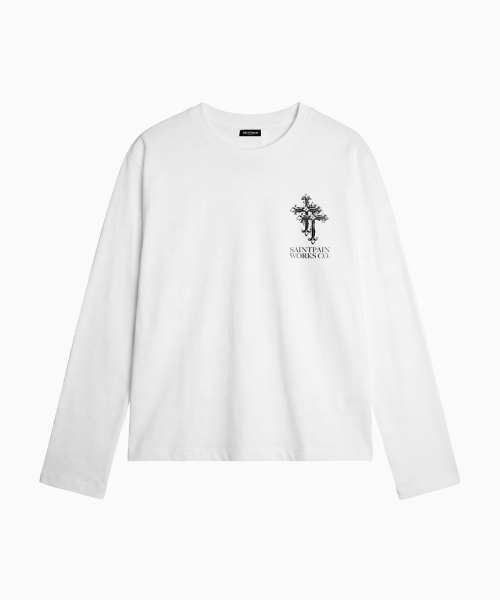 SAINTPAIN(セイントペイン)の「SP ダブルクロスヘビーウェイトクロップロングスリーブホワイト(Tシャツ/カットソー・レディース・その他・MEDIUM/LARGE)」の1枚目の写真