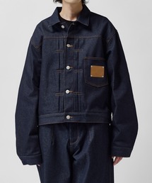 Lui's（ルイス）の「【Neucon】FRONT PATCH SHORT DENIM JACKET   フロントパッチワイドショートデニムジャケット   セットアップ対応（デニムジャケット）」