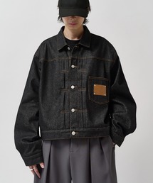 Neucon（ニューコン）の「【Neucon】FRONT PATCH SHORT DENIM JACKET / フロントパッチワイドショートデニムジャケット / セットアップ対応（デニムジャケット）」