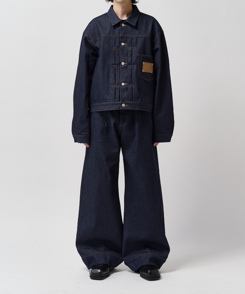 Lui's(ルイス)の「【Neucon】FRONT PATCH SHORT DENIM JACKET / フロントパッチワイドショートデニムジャケット / セットアップ対応(デニムジャケット・メンズ・インディゴブルー/ブラック・1/2)」の16枚目の写真