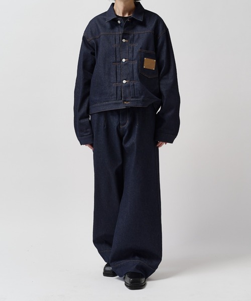 Lui's(ルイス)の「【Neucon】FRONT PATCH SHORT DENIM JACKET / フロントパッチワイドショートデニムジャケット / セットアップ対応(デニムジャケット・メンズ・インディゴブルー/ブラック・1/2)」の6枚目の写真