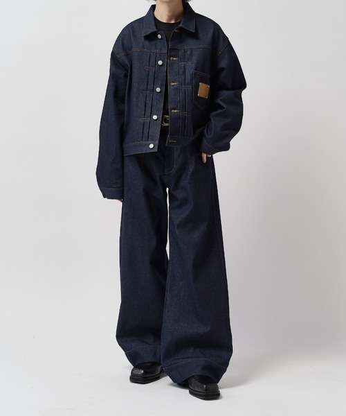 Lui's(ルイス)の「【Neucon】FRONT PATCH SHORT DENIM JACKET / フロントパッチワイドショートデニムジャケット / セットアップ対応(デニムジャケット・メンズ・インディゴブルー/ブラック・1/2)」の7枚目の写真