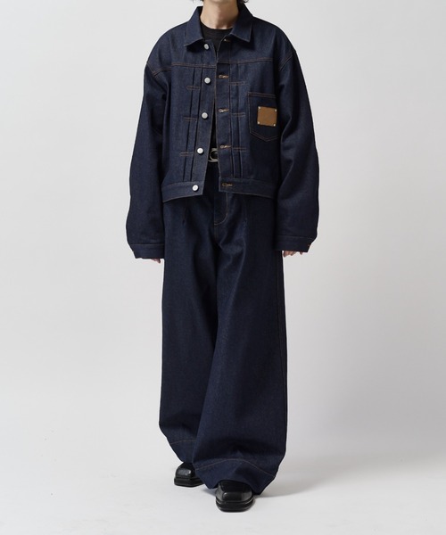 Lui's(ルイス)の「【Neucon】FRONT PATCH SHORT DENIM JACKET / フロントパッチワイドショートデニムジャケット / セットアップ対応(デニムジャケット・メンズ・インディゴブルー/ブラック・1/2)」の8枚目の写真