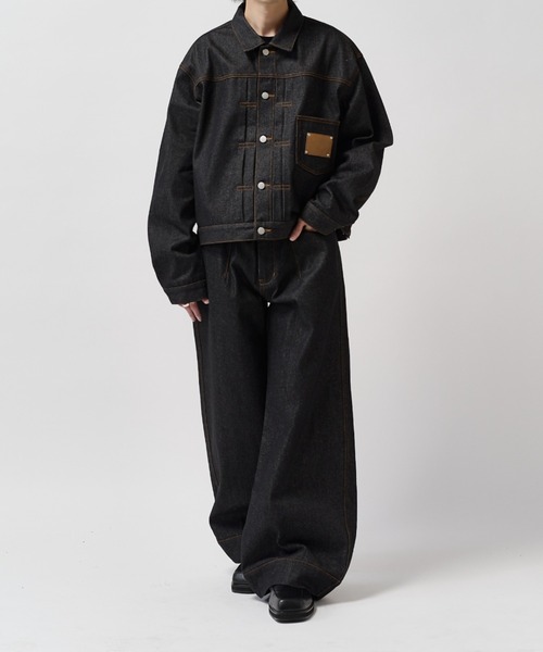 Lui's(ルイス)の「【Neucon】FRONT PATCH SHORT DENIM JACKET / フロントパッチワイドショートデニムジャケット / セットアップ対応(デニムジャケット・メンズ・インディゴブルー/ブラック・1/2)」の13枚目の写真