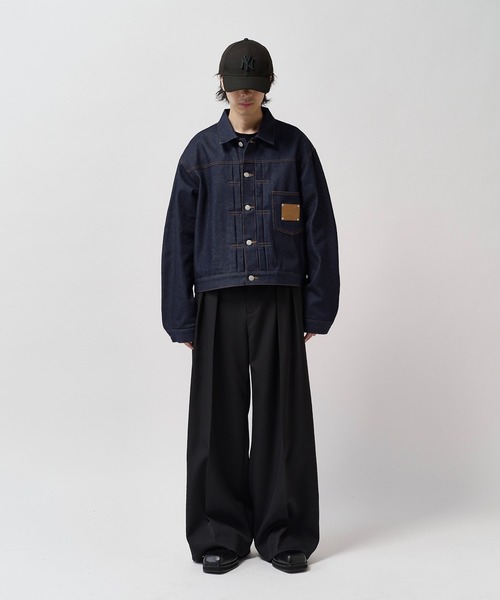 Lui's(ルイス)の「【Neucon】FRONT PATCH SHORT DENIM JACKET / フロントパッチワイドショートデニムジャケット / セットアップ対応(デニムジャケット・メンズ・インディゴブルー/ブラック・1/2)」の14枚目の写真