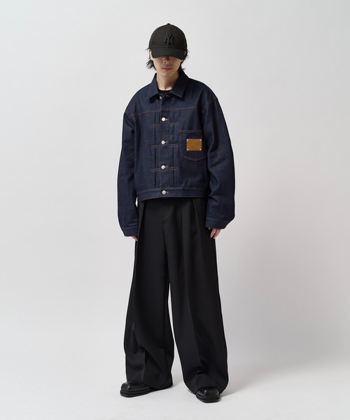 Lui's(ルイス)の「【Neucon】FRONT PATCH SHORT DENIM JACKET / フロントパッチワイドショートデニムジャケット / セットアップ対応(デニムジャケット・メンズ・インディゴブルー/ブラック・1/2)」の4枚目の写真
