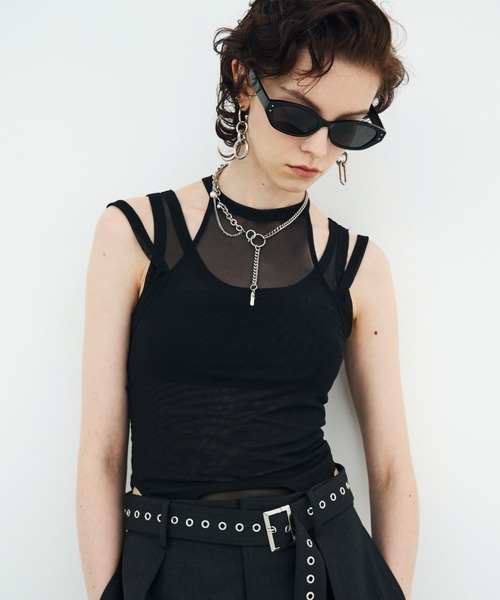 JOSE MOON（ジョゼムーン）の「SHEER BODY SUITS/シアーボディスーツ（Tシャツ/カットソー・レディース・サックスブルー/ブラック/ホワイト・FREE）」の2枚目の写真