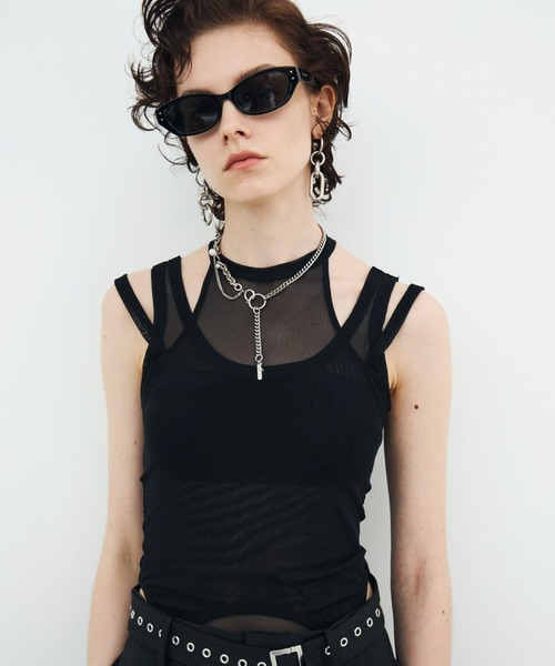 JOSE MOON（ジョゼムーン）の「SHEER BODY SUITS/シアーボディスーツ（Tシャツ/カットソー・レディース・サックスブルー/ブラック/ホワイト・FREE）」の4枚目の写真