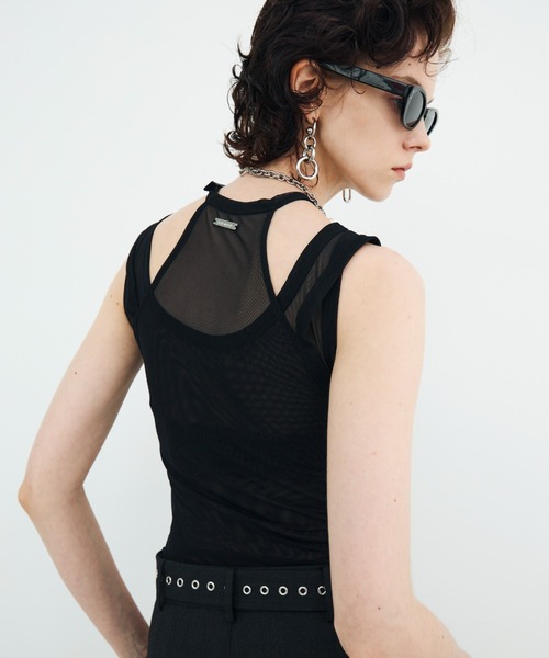 JOSE MOON（ジョゼムーン）の「SHEER BODY SUITS/シアーボディスーツ（Tシャツ/カットソー・レディース・サックスブルー/ブラック/ホワイト・FREE）」の8枚目の写真
