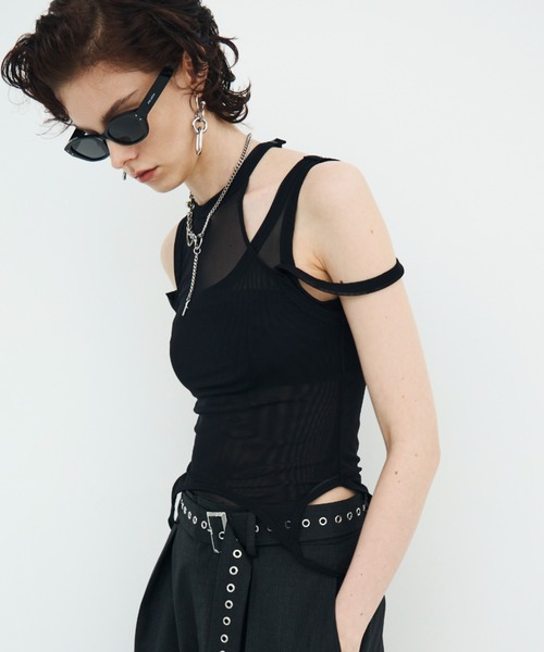 JOSE MOON（ジョゼムーン）の「SHEER BODY SUITS/シアーボディスーツ（Tシャツ/カットソー・レディース・サックスブルー/ブラック/ホワイト・FREE）」の7枚目の写真