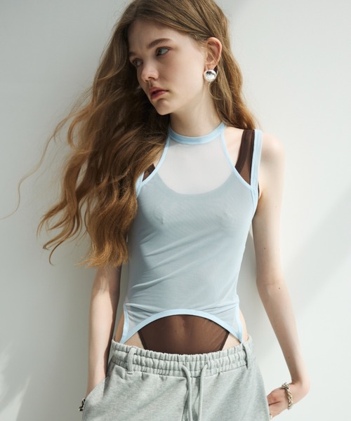 JOSE MOON（ジョゼムーン）の「SHEER BODY SUITS/シアーボディスーツ（Tシャツ/カットソー・レディース・サックスブルー/ブラック/ホワイト・FREE）」の17枚目の写真