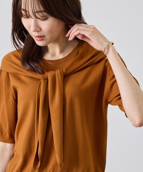 ROPE' PICNIC(ロペピクニック)の「ショールカラードッキングニット(ニット/セーター・レディース・キャメル/ホワイト/ブラック系その他/ワイン・FREE)」の4枚目の写真
