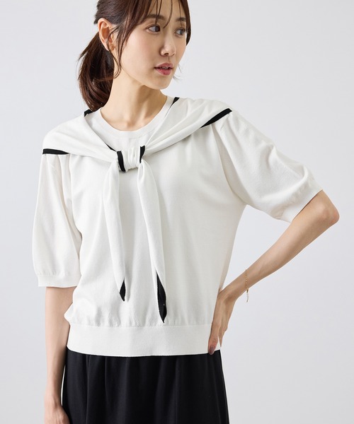 ROPE' PICNIC(ロペピクニック)の「ショールカラードッキングニット(ニット/セーター・レディース・キャメル/ホワイト/ブラック系その他/ワイン・FREE)」の15枚目の写真