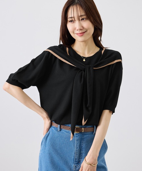 ROPE' PICNIC(ロペピクニック)の「ショールカラードッキングニット(ニット/セーター・レディース・キャメル/ホワイト/ブラック系その他/ワイン・FREE)」の8枚目の写真