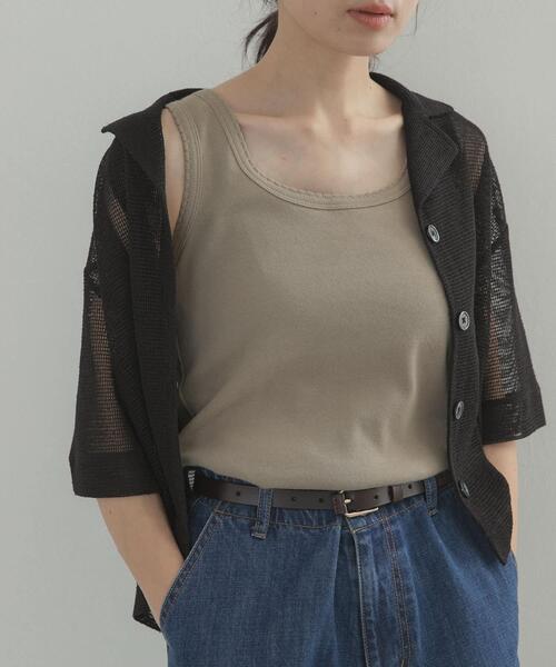URBAN RESEARCH DOORS(アーバンリサーチドアーズ)の「2WAYスカラップバインダータンク(タンクトップ・レディース・ブラック/ライトカーキ/オフホワイト・FREE)」の3枚目の写真