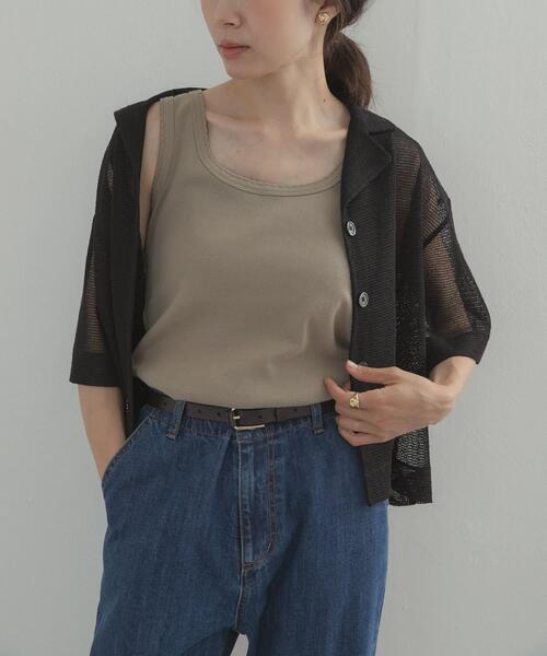 URBAN RESEARCH DOORS(アーバンリサーチドアーズ)の「2WAYスカラップバインダータンク(タンクトップ・レディース・ブラック/ライトカーキ/オフホワイト・FREE)」の11枚目の写真