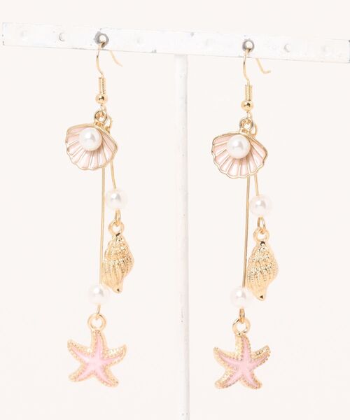 Kahiko(カヒコ)の「【Kahiko】シェルスタフィルピアス(ピアス(両耳用)・レディース・ピンク/ライトブルー/ホワイト・FREE)」の1枚目の写真