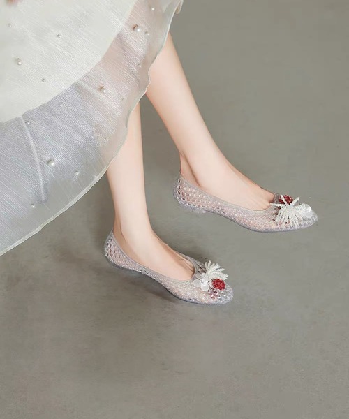 LA VORAGINE(ラ ヴォラジネ)の「透かし編みジェリーシューズ/jelly flat shoes(サンダル・レディース・Black/A/BROWN・24cm/23cm/23.5cm)」の14枚目の写真