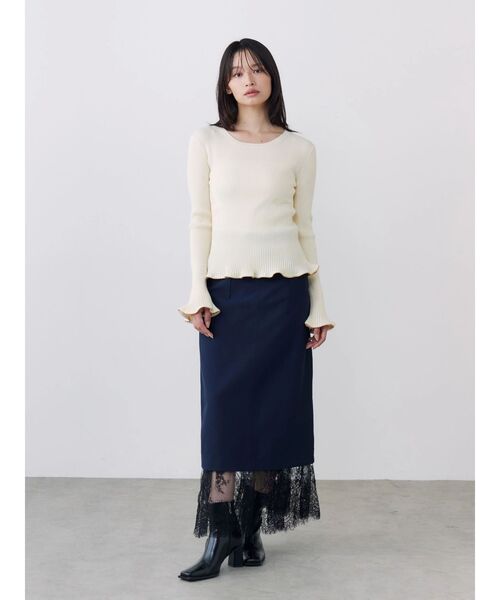 TONAL(トーナル)の「ボールチェーンフレアスリーブリブニット(ニット/セーター・レディース・オフホワイト/ブラック/ボルドー・MEDIUM)」の13枚目の写真