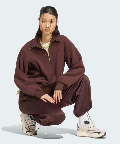 adidas（アディダス）の「ラックスフロー ピーチ スペーサー ルーズフィット ハーフジップ プルオーバー / アディダス adidas（スウェット・レディース・ブラウン・X-LARGE/SMALL/MEDIUM/LARGE/XX-LARGE）」の5枚目の写真