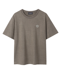 ムグン刺繍ピグメント半袖Tシャツ_ヴィンテージカーキ