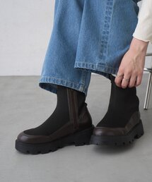 :【WEB限定】ニット切替ブーツ