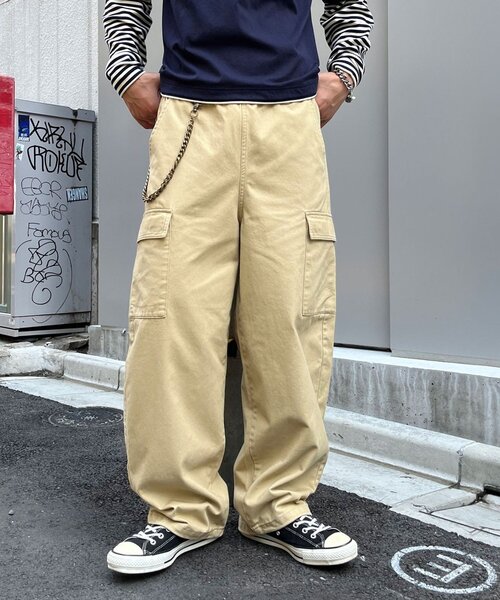CIAOPANIC(チャオパニック)の「ツイルカーブカーゴパンツ(カーゴパンツ・メンズ・ベージュ/ブラック・LARGE/MEDIUM)」の2枚目の写真