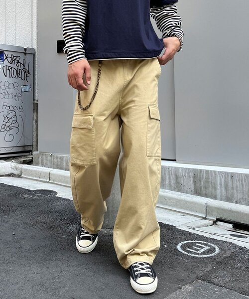 CIAOPANIC(チャオパニック)の「ツイルカーブカーゴパンツ(カーゴパンツ・メンズ・ベージュ/ブラック・LARGE/MEDIUM)」の9枚目の写真