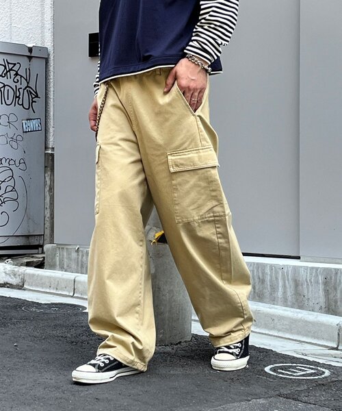 CIAOPANIC(チャオパニック)の「ツイルカーブカーゴパンツ(カーゴパンツ・メンズ・ベージュ/ブラック・LARGE/MEDIUM)」の11枚目の写真
