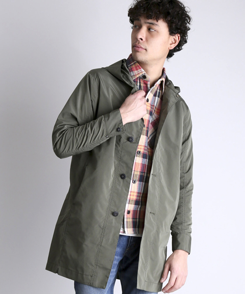 Denime(ドゥニーム)の「POLY/NYLON MODS COAT/ポリエステル・ナイロンモッズコート(モッズコート・メンズ・オリーブ/オフホワイト・MEDIUM/LARGE)」の2枚目の写真