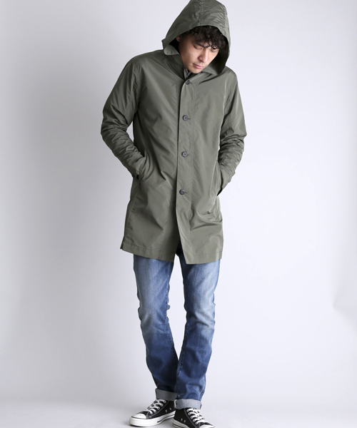 Denime(ドゥニーム)の「POLY/NYLON MODS COAT/ポリエステル・ナイロンモッズコート(モッズコート・メンズ・オリーブ/オフホワイト・MEDIUM/LARGE)」の12枚目の写真