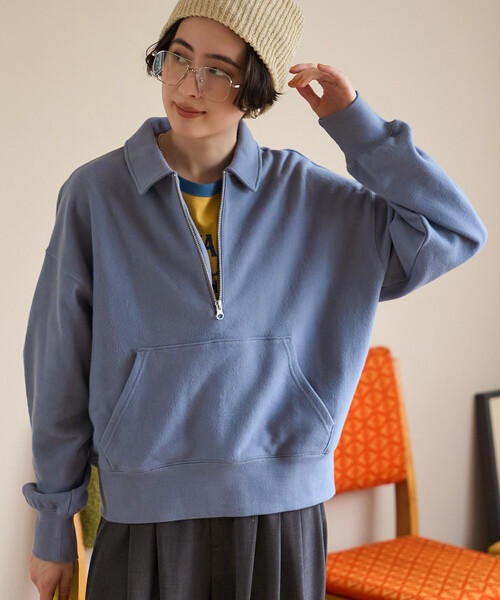 FREAK'S STORE(フリークスストア)の「FRUIT OF THE LOOM×FREAK'S STORE/フルーツオブザルーム 別注 ハーフジップスウェット(Tシャツ/カットソー・レディース・イエロー/サックスブルー/ライトグレー・フリ-)」の11枚目の写真