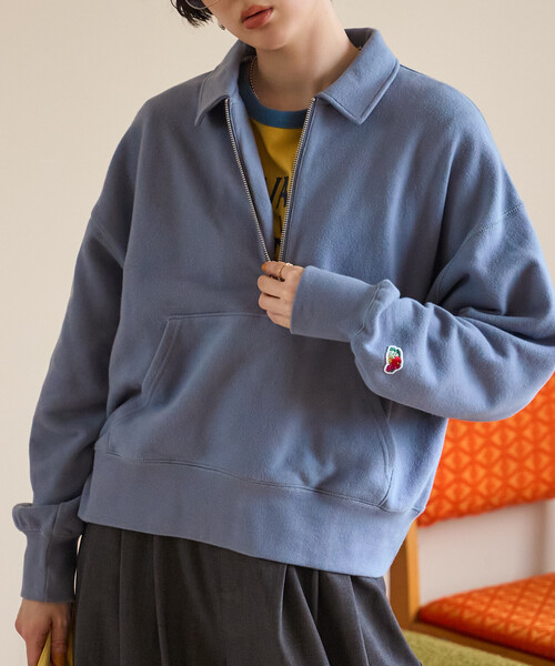 FREAK'S STORE(フリークスストア)の「FRUIT OF THE LOOM×FREAK'S STORE/フルーツオブザルーム 別注 ハーフジップスウェット(Tシャツ/カットソー・レディース・イエロー/サックスブルー/ライトグレー・フリ-)」の15枚目の写真