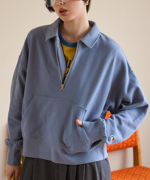 FREAK'S STORE(フリークスストア)の「FRUIT OF THE LOOM×FREAK'S STORE/フルーツオブザルーム 別注 ハーフジップスウェット(Tシャツ/カットソー・レディース・イエロー/サックスブルー/ライトグレー・フリ-)」の16枚目の写真