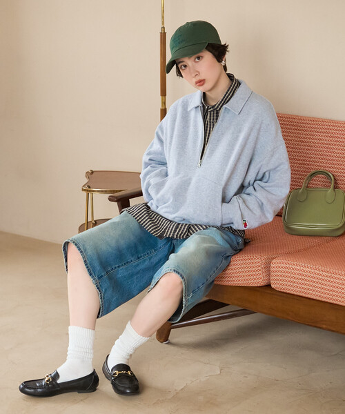 FREAK'S STORE(フリークスストア)の「FRUIT OF THE LOOM×FREAK'S STORE/フルーツオブザルーム 別注 ハーフジップスウェット(Tシャツ/カットソー・レディース・イエロー/サックスブルー/ライトグレー・フリ-)」の18枚目の写真