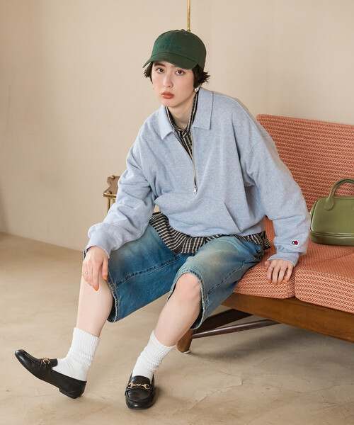 FREAK'S STORE(フリークスストア)の「FRUIT OF THE LOOM×FREAK'S STORE/フルーツオブザルーム 別注 ハーフジップスウェット(Tシャツ/カットソー・レディース・イエロー/サックスブルー/ライトグレー・フリ-)」の19枚目の写真