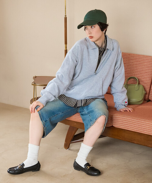 FREAK'S STORE(フリークスストア)の「FRUIT OF THE LOOM×FREAK'S STORE/フルーツオブザルーム 別注 ハーフジップスウェット(Tシャツ/カットソー・レディース・イエロー/サックスブルー/ライトグレー・フリ-)」の20枚目の写真
