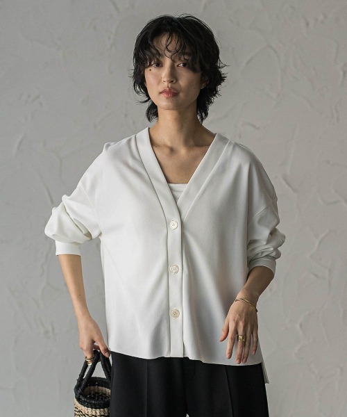MAYSON GREY(メイソングレイ)の「NEW叶えるカットカーディガン(Tシャツ/カットソー・レディース・ブラック/オフホワイト/ベージュ・M)」の2枚目の写真