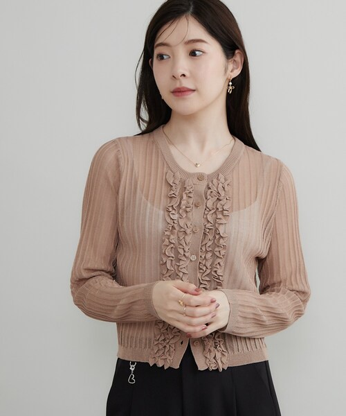 couture brooch(クチュールブローチ)の「フロントフリルカーディガン(カーディガン/ボレロ・レディース・サンドベージュ/ライトグレー/ブラック・38)」の19枚目の写真
