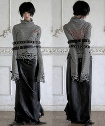 YIKAI LABORATORY（イカイラボラトリー）の「【YIKAI LABORATORY】GHOST FREQUENCY DISTRESSED TURTLENECK / 【イカイラボラトリー】ゴーストフリークエンシーディストレストダメージタートルネックボーダー長袖Tシャツ（Tシャツ/カットソー）」